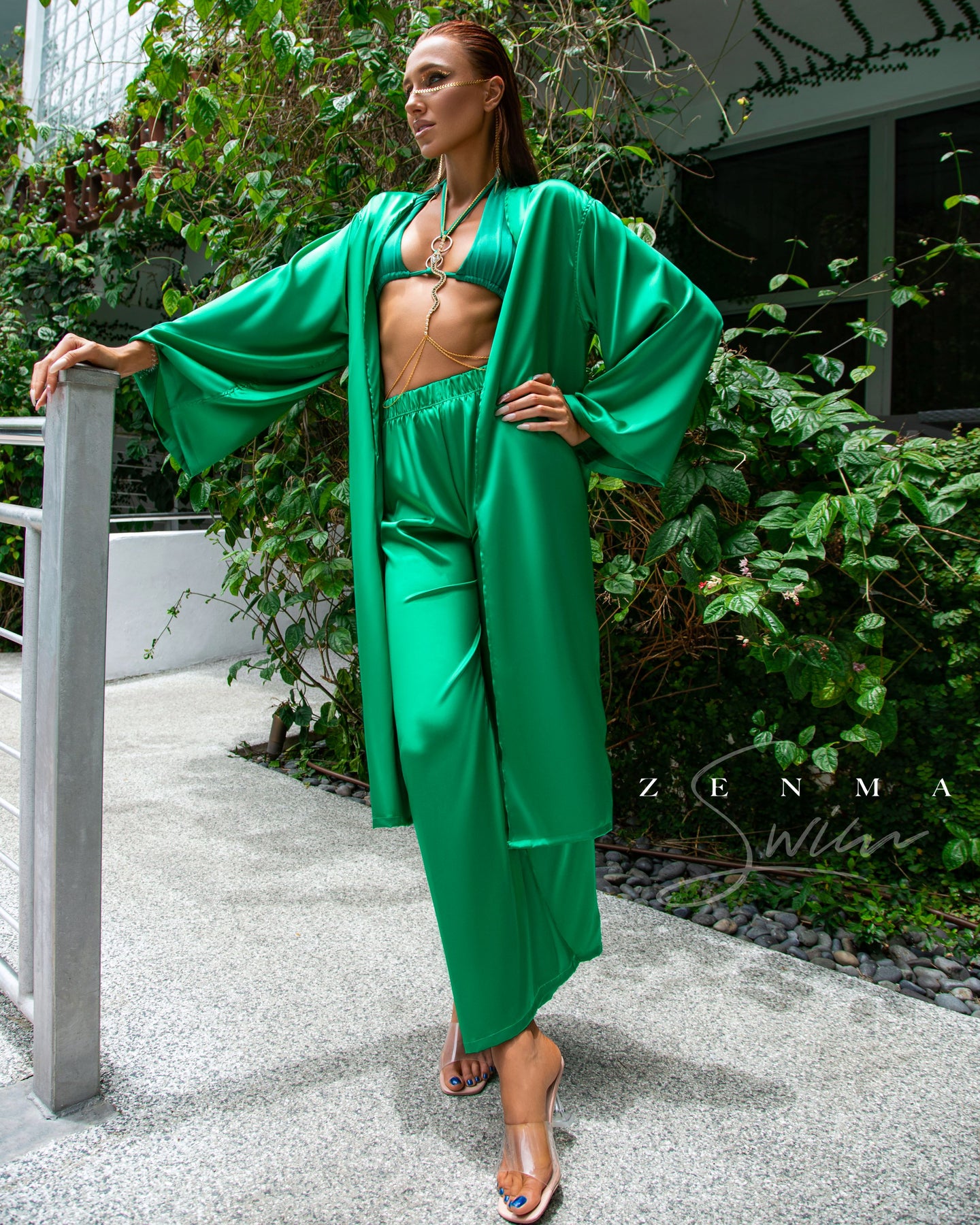 Emerald Green silk pajama set