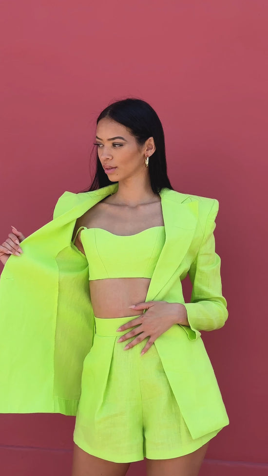 Linen lime green set